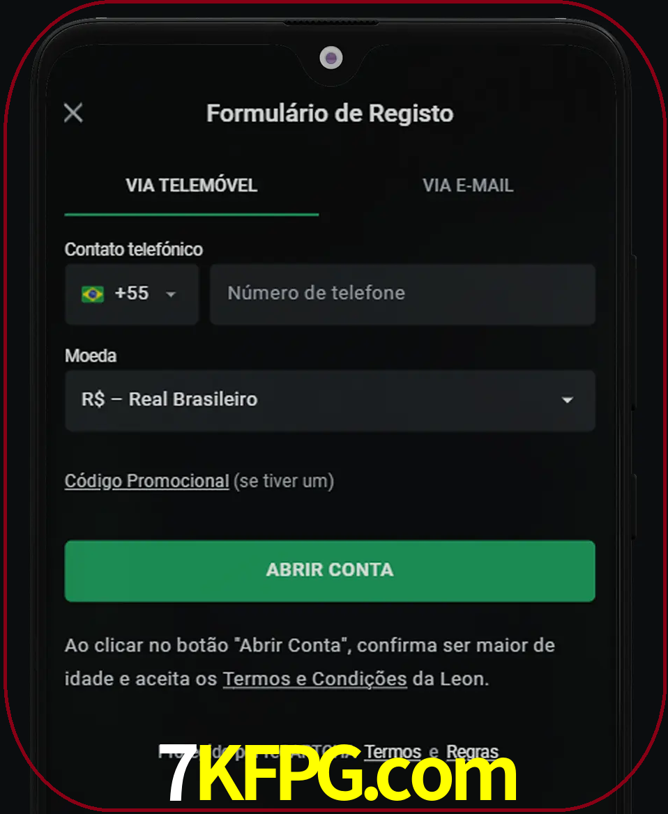 Abra o aplicativo e inicie o processo de registro.